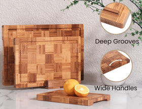 Fibogollo bamboo cutting board small with juice groove, perfect for delicate ingredients