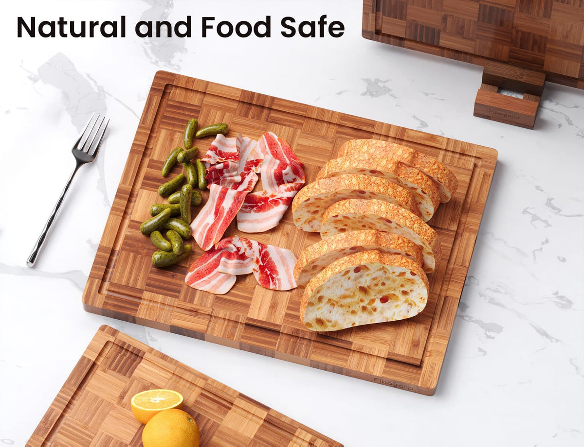 Fibogollo bamboo cutting boards set medium ready for mid-size prep tasks.