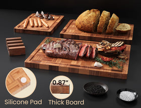 Fibogollo bamboo cutting boards set small ideal for herbs and fruit.