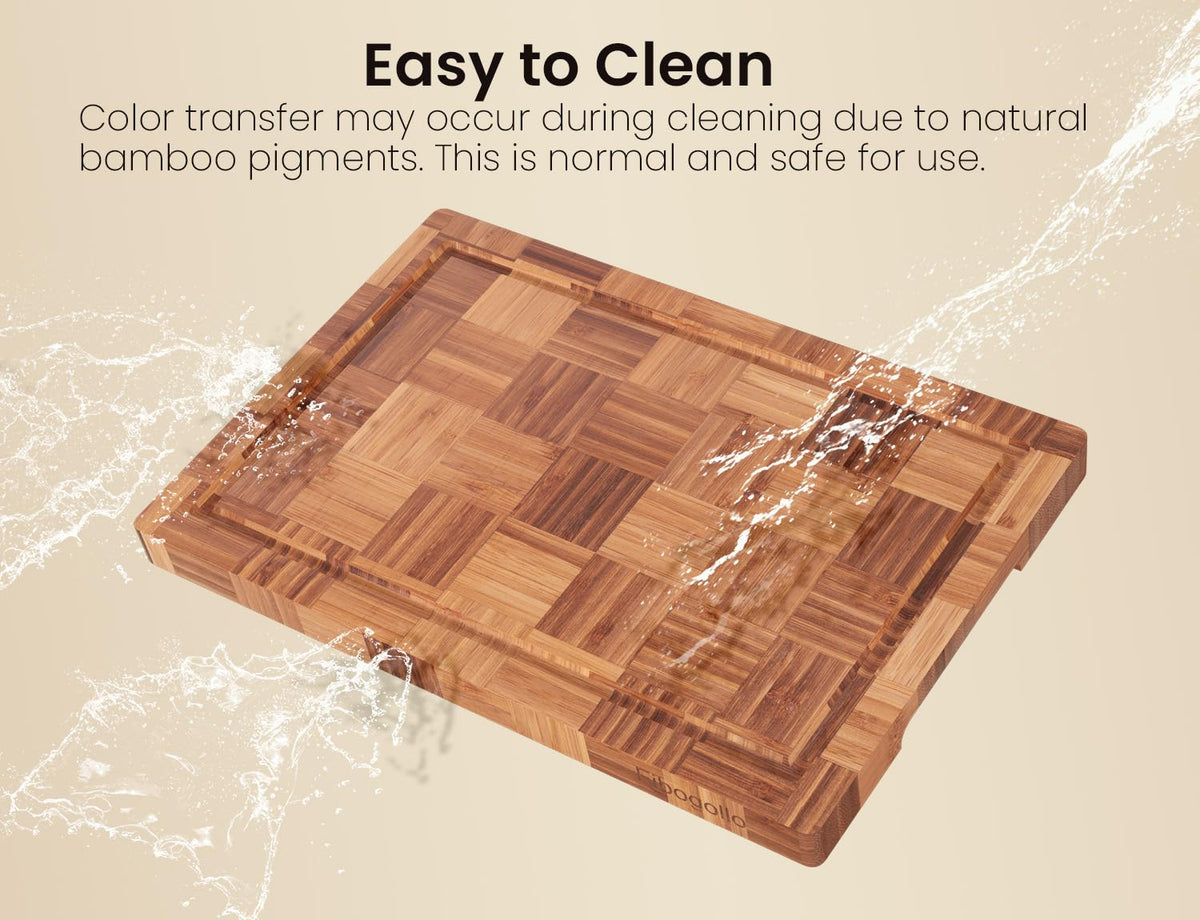 Fibogollo bamboo cutting board stand holder keeps boards organized and accessible