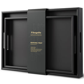 Fibogollo large bamboo tray with handles for easy serving and family meals.