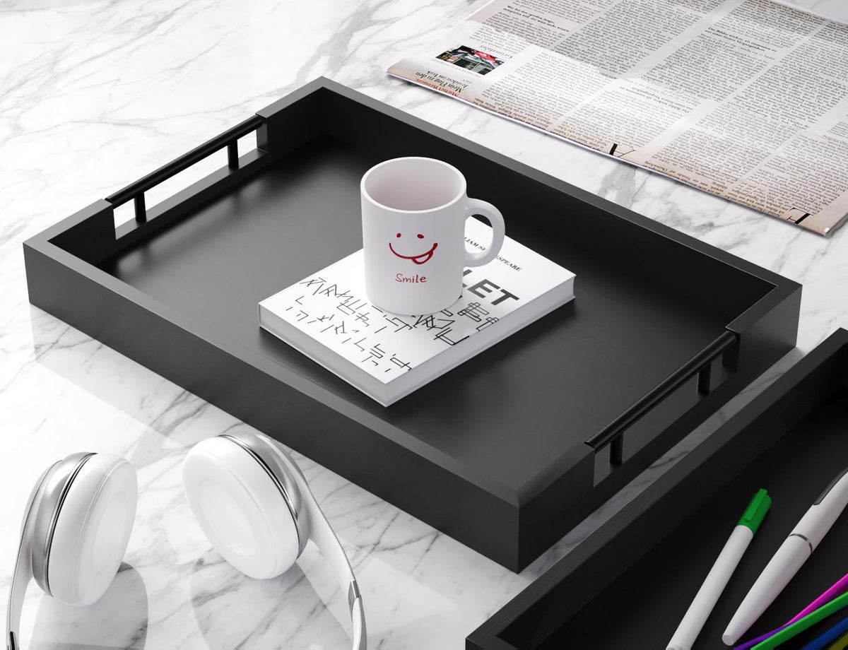 Fibogollo bamboo tray with durable, moisture resistant surface for everyday use.