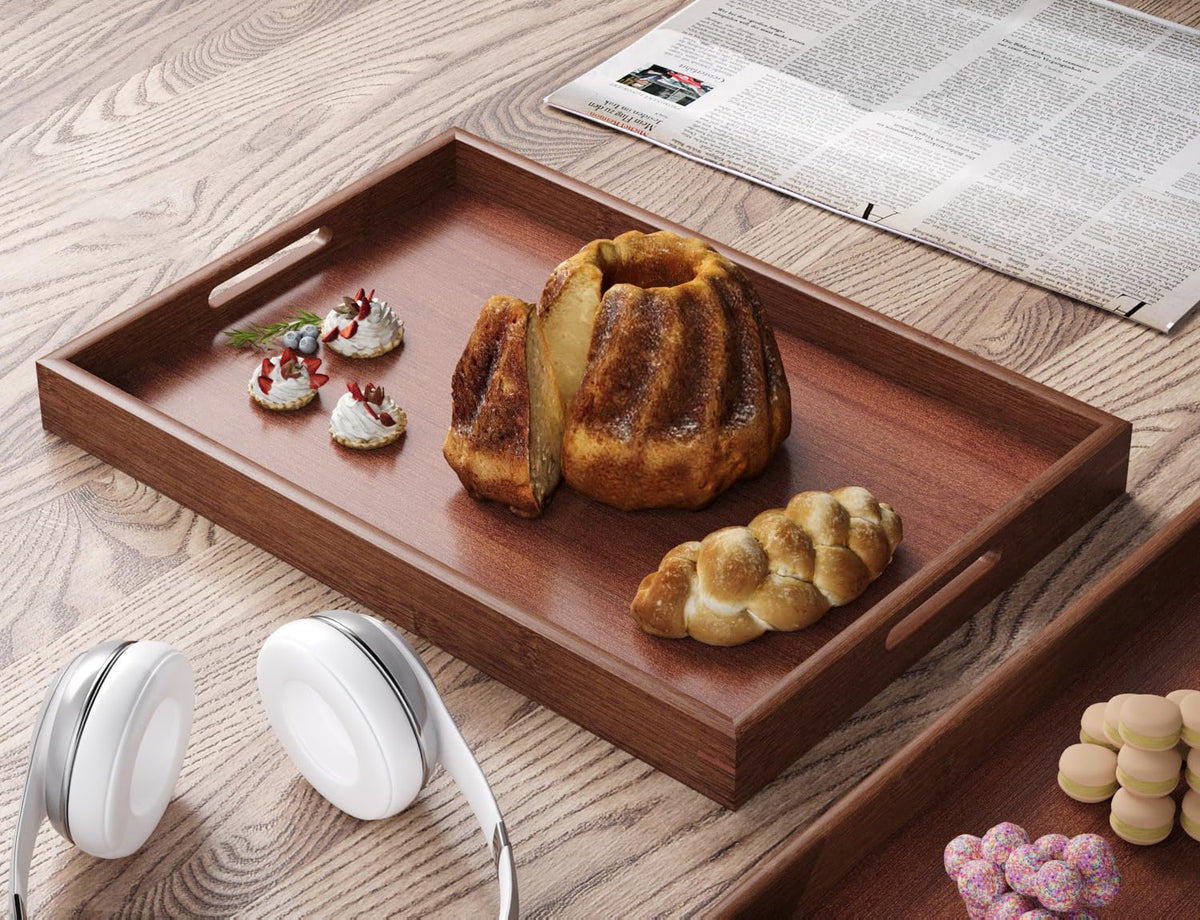 Fibogollo food and drinks tray for serving guests.