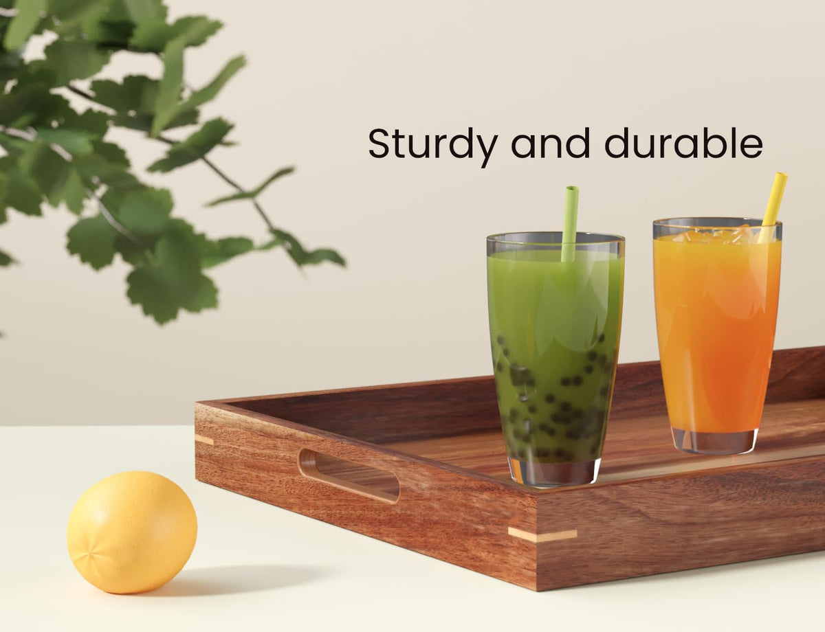 Fibogollo serving trays set in natural wood for versatile entertaining