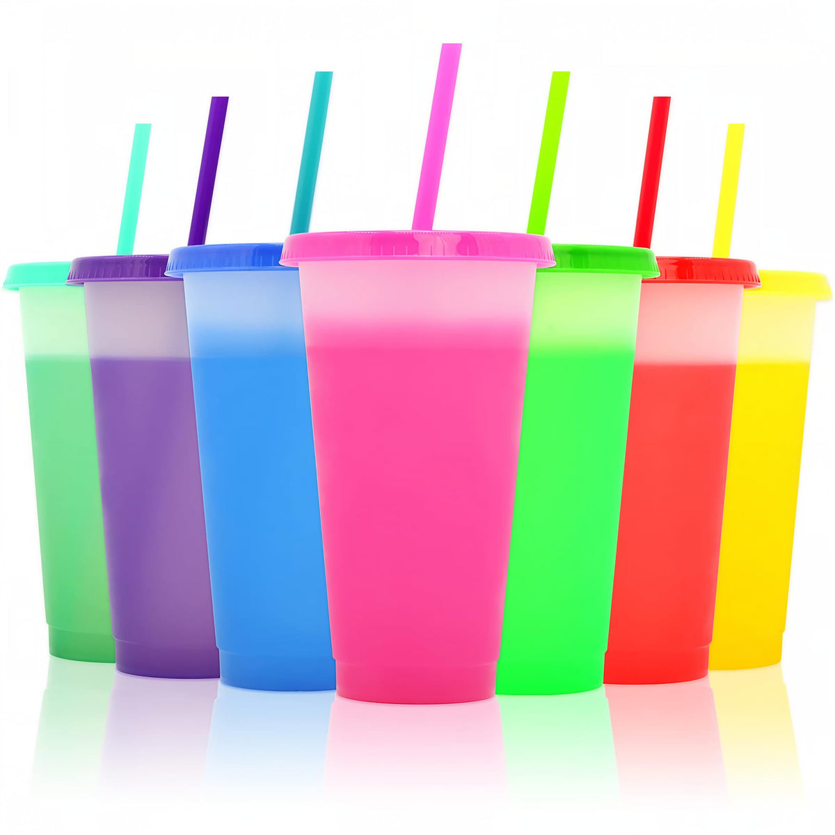 FIEKEICC color changing cups with lids and straws reveal vibrant colors with cold drinks