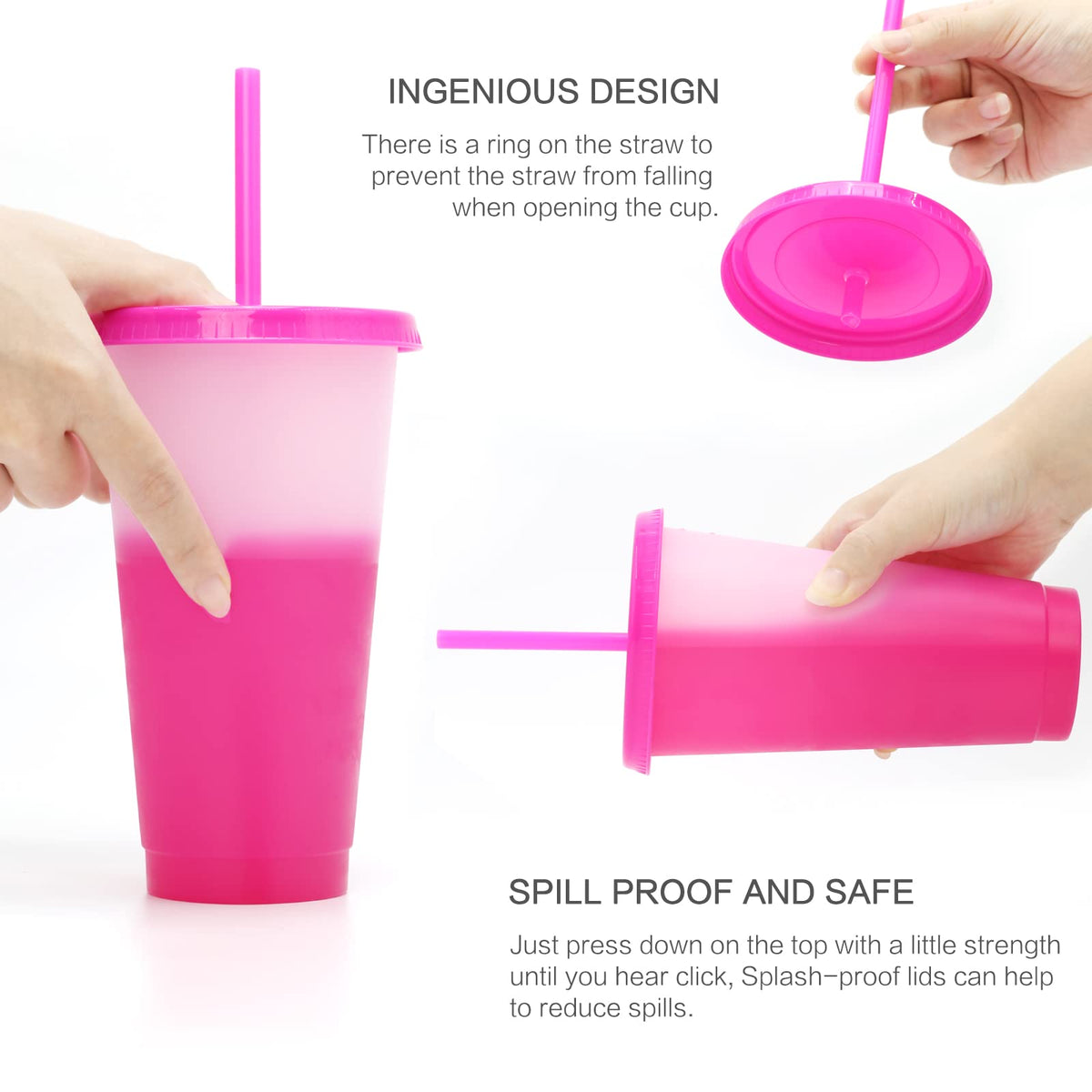 FIEKEICC seven-piece color changing tumbler set suits iced coffee and lemonade
