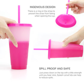 FIEKEICC seven-piece color changing tumbler set suits iced coffee and lemonade