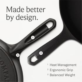 Field Company family-size skillet provides ample cooking space for 4–6 servings.