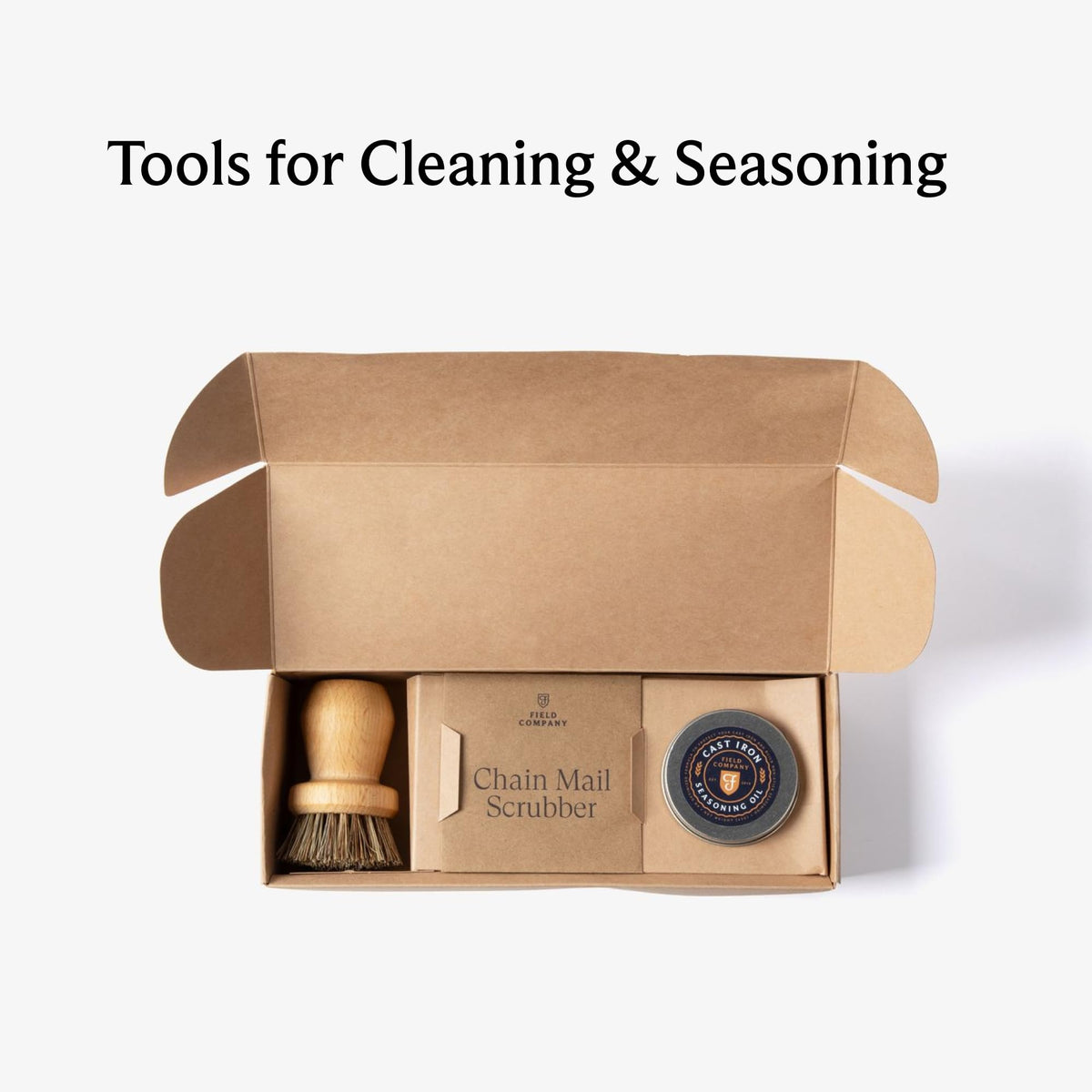Field Company seasoning oil promotes even coating for ongoing cast iron conditioning.