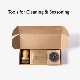 Field Company seasoning oil promotes even coating for ongoing cast iron conditioning.
