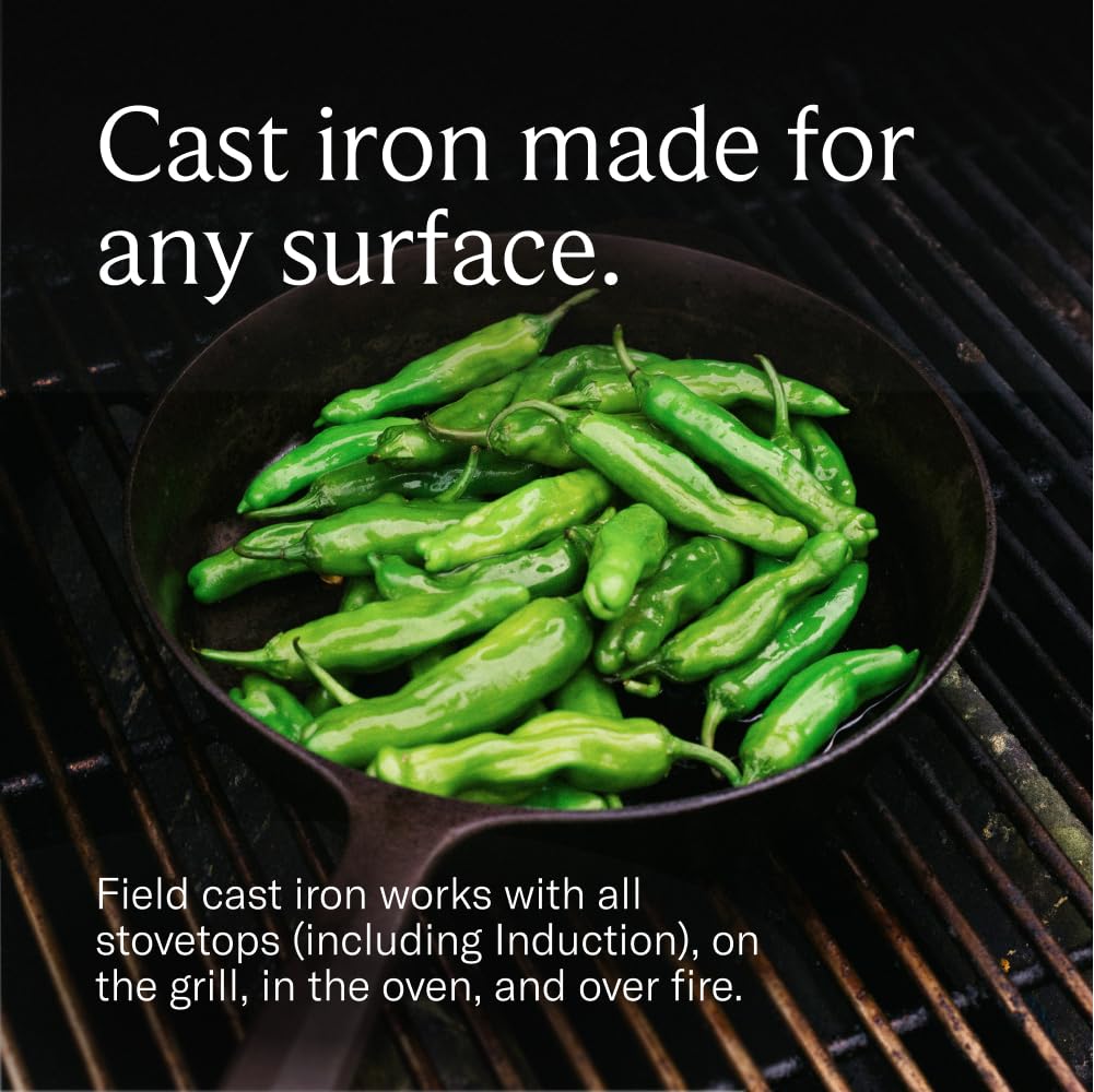 Field Company skillet on stovetop and in oven supports versatile cooking.