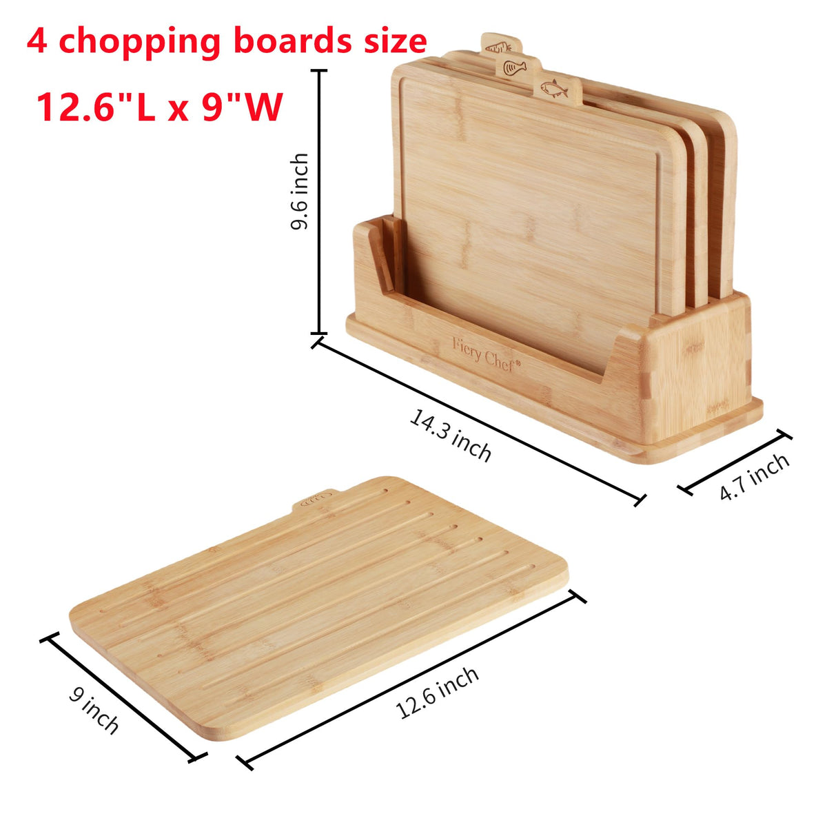 Fiery Chef bamboo board holder for upright storage