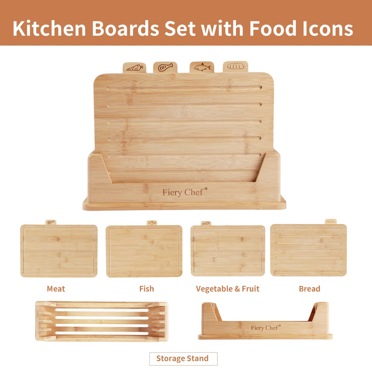 Fiery Chef boards suitable for meat, fish, vegetables and more