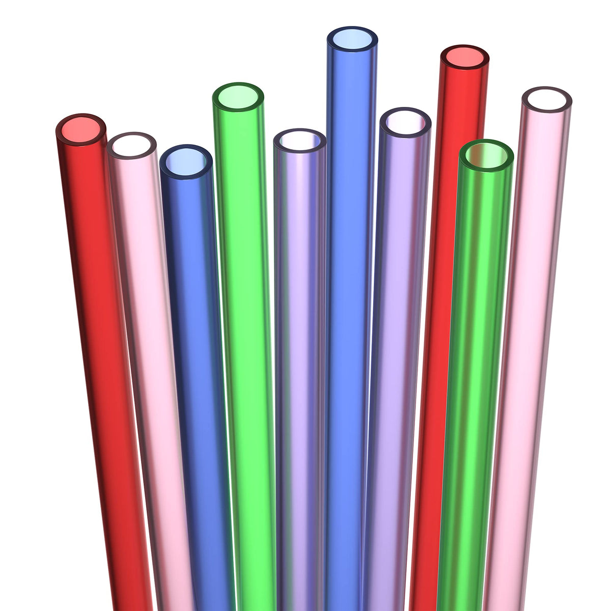 Fiesta First 10 long reusable straws, dishwasher safe, BPA-free, ideal for tumblers.