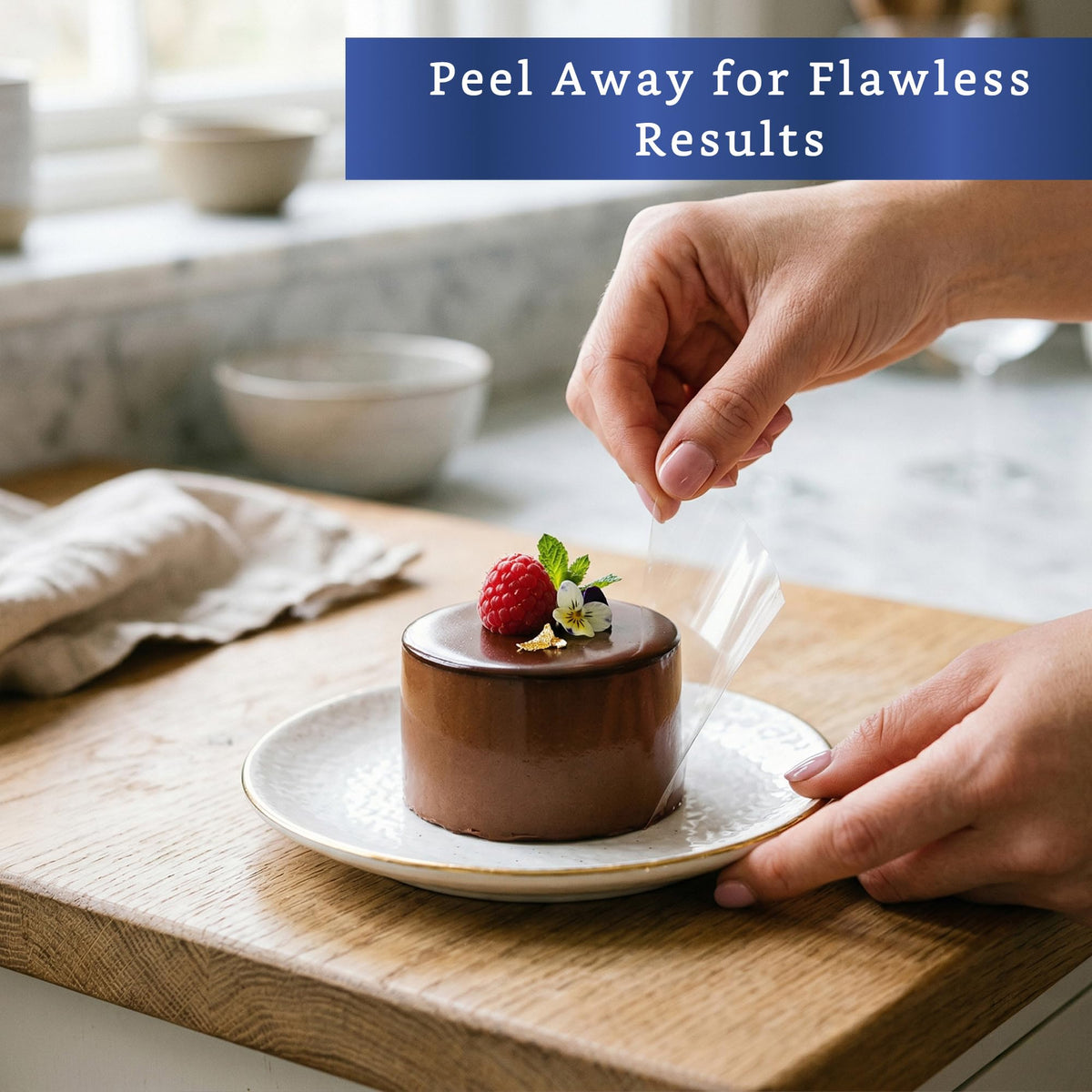 Fiesta Wraps ultra-smooth finish creates sharp, even cake edges.