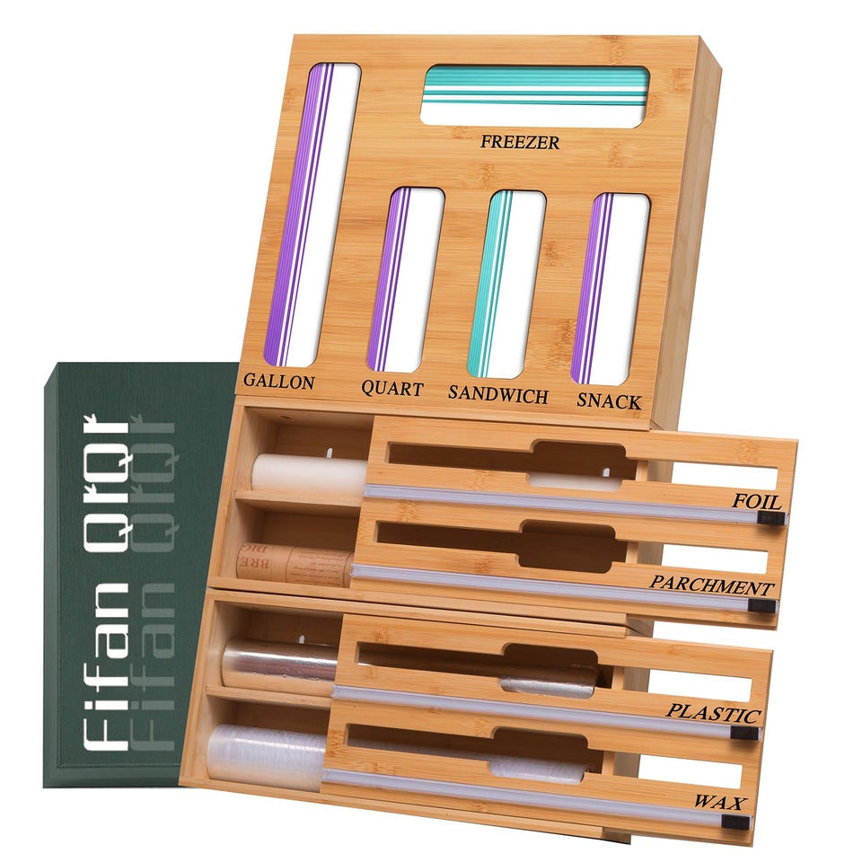 FifanQiQi 9-in-1 storage bag organizer neatly arranged in a drawer for clutter-free storage.