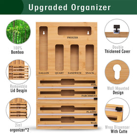 FifanQiQi bamboo foil dispenser with cutter on a counter for quick wrap tasks.