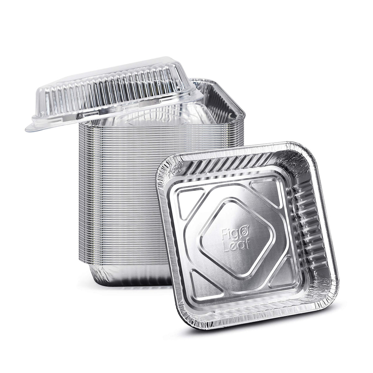 Fig & Leaf 8x8 pan with dome lid for easy transport of meals.