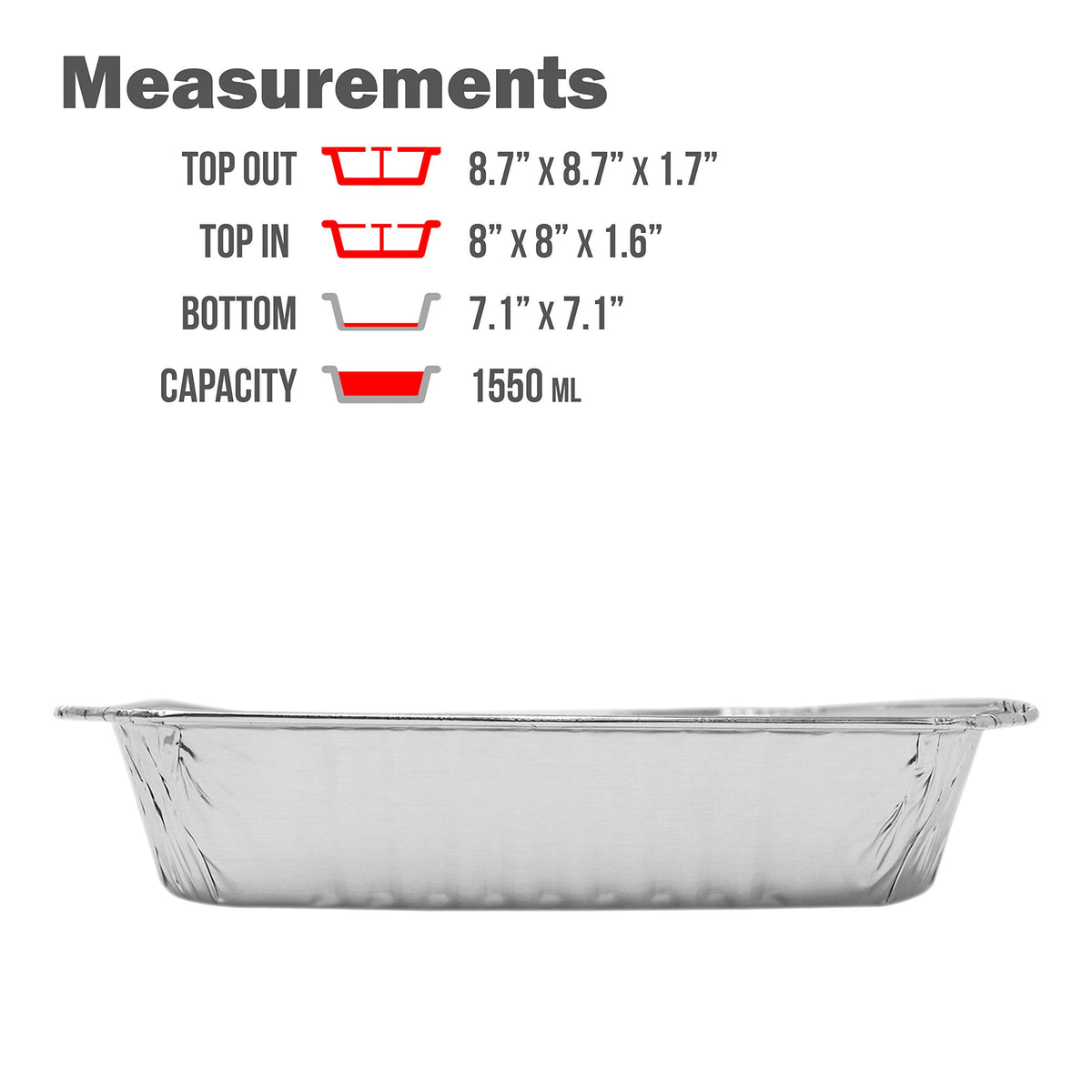 Fig & Leaf disposable baking pan close-up for mess-free takeout serving.