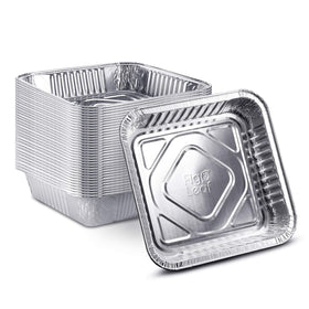 Fig & Leaf square baking pan 8x8 pack shot shows disposable convenience for quick cleanup.