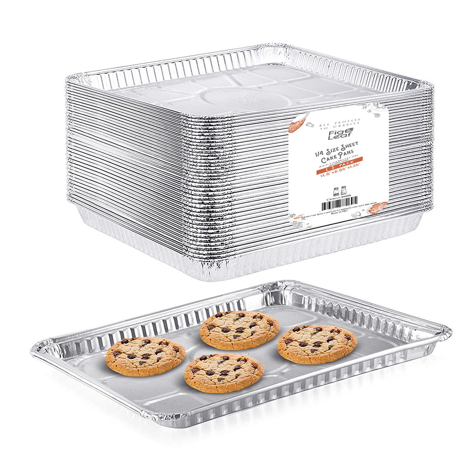 Fig and Leaf quarter-size cookie sheet 12-8-9in for even baking and easy transport.