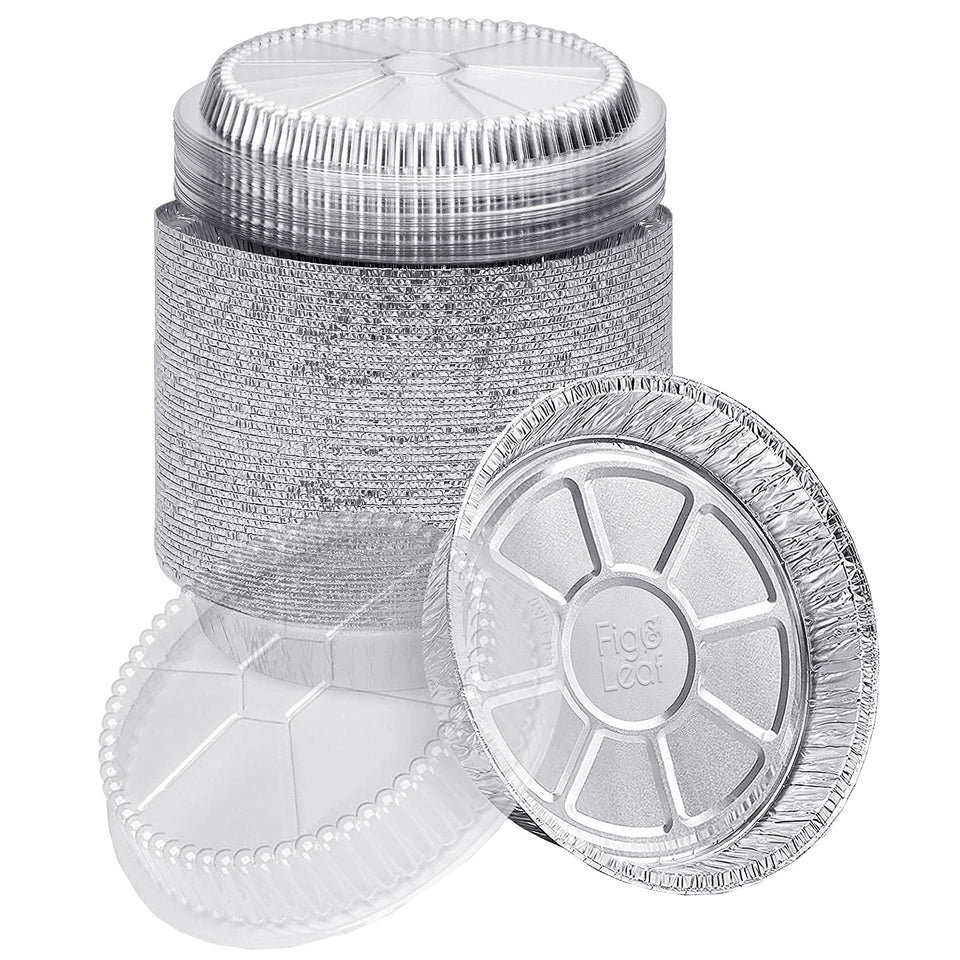 Fig & Leaf 6-inch foil pans with dome lids for easy to-go meals.