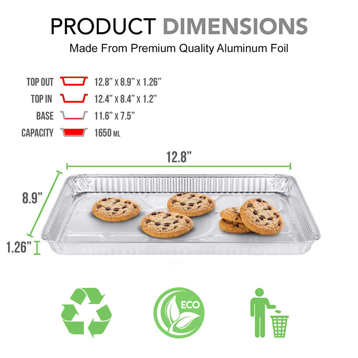 Fig and Leaf flat-bottom baking tray 12-8-9in for consistent heating.