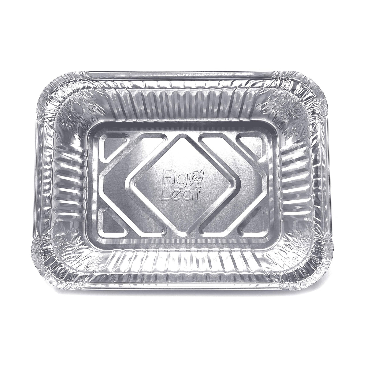 Fig & Leaf takeout pans with sealed lids suitable for refrigeration.