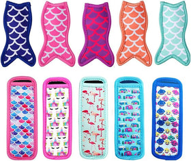 Fiintrwa mermaid and shark popsicle sleeves in 10-pack add playful color to summer treats.