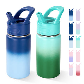 Fijinhom 12oz kids bottle with cap closure for mess-free school days.