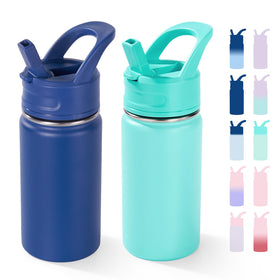 Fijinhom 12oz kids water bottle with blue-green finish, durable for daily school use.