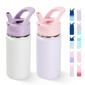 Fijinhom 12oz bottle with straw close-up shows kid-friendly sip design