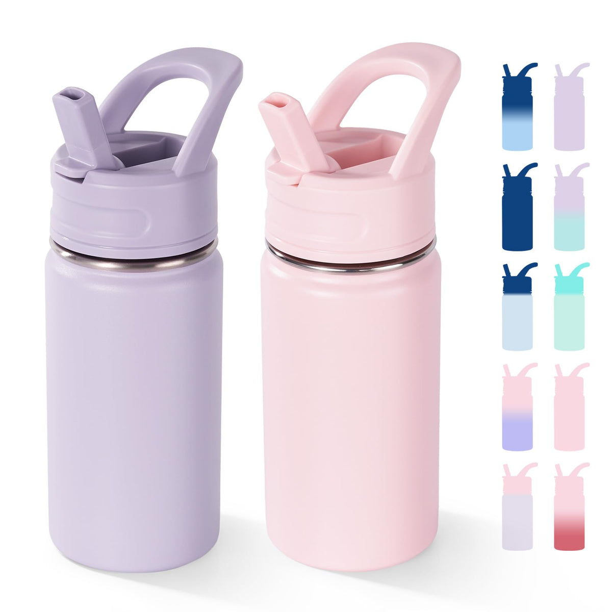Fijinhom 12oz straw bottle in purple-pink for kid-friendly sipping.