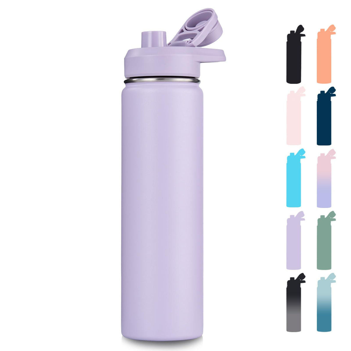 Fijinhom 24 oz insulated bottle in purple with handle keeps drinks cold or hot on the go.