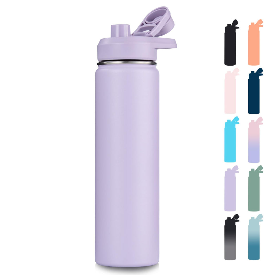 Fijinhom 24 oz insulated bottle in purple with handle keeps drinks cold or hot on the go.