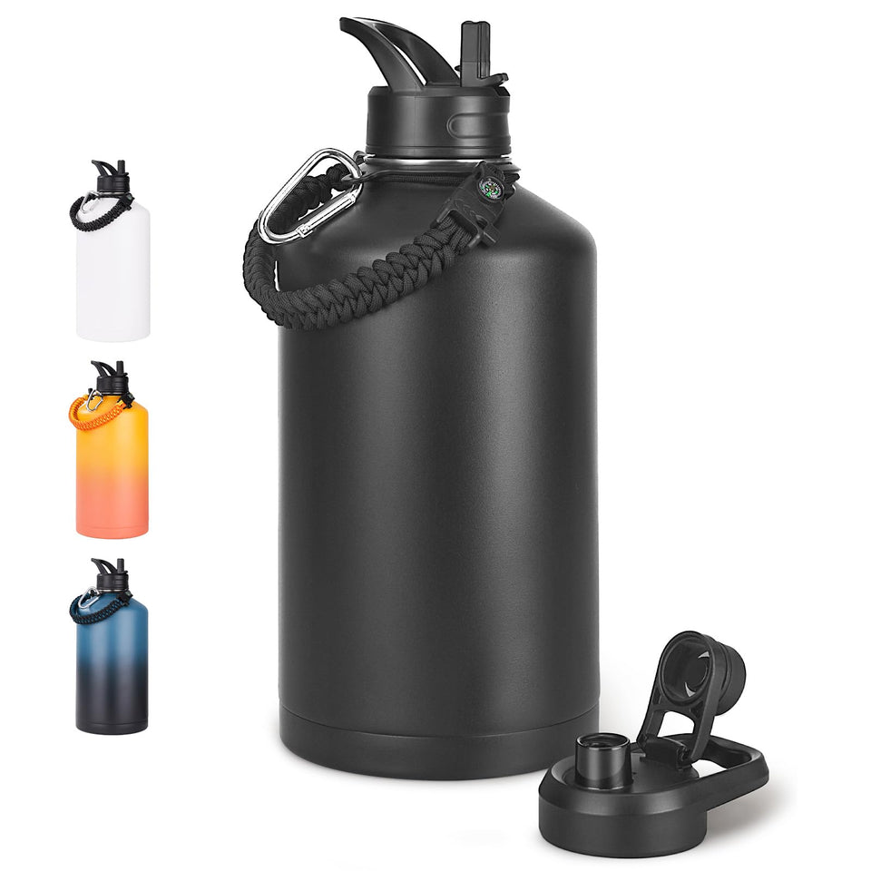 Fijinhom gallon bottle with two lids for versatile on-the-go sipping