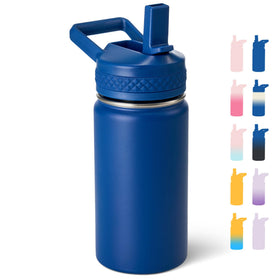 Fijinhom 12 oz kids water bottle in navy keeps drinks cold for school.