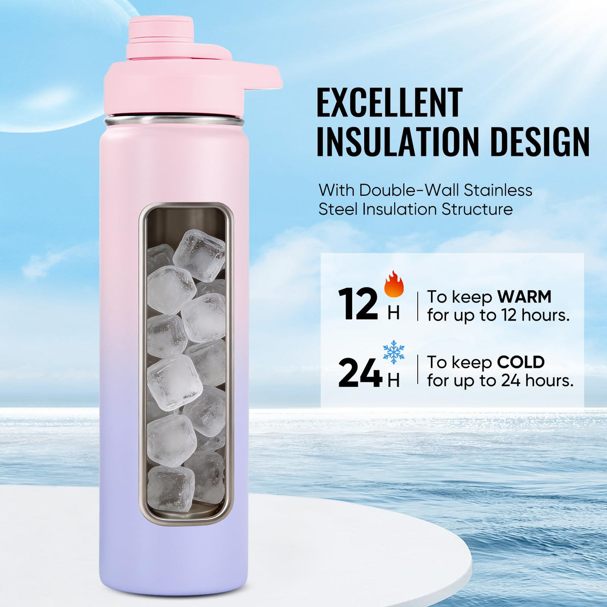 Fijinhom leak-proof flip-top lid supports one-handed use during activities.