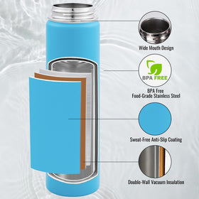 Fijinhom Monster Blue bottle wide mouth for easy cleaning and ice filling