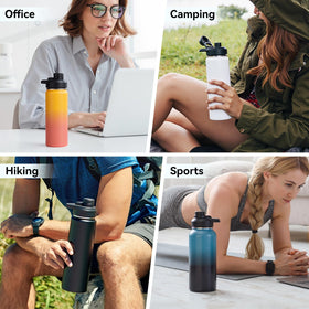 Fijinhom yellow-orange bottle stands out for outdoor adventures.