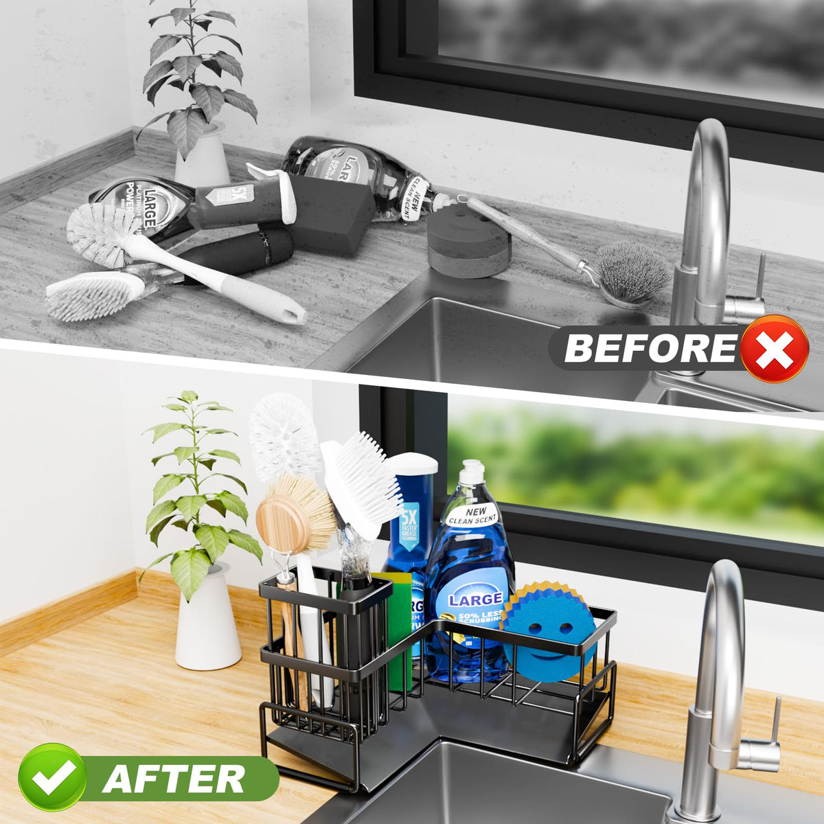 No tools required with Fikoksol sink caddy for quick setup.