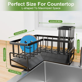 Open layout of the Fikoksol sink caddy supports versatile sponge and soap arrangement.