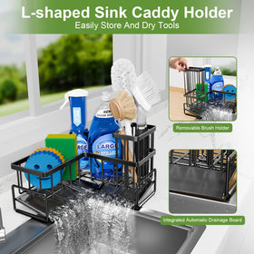 Fikoksol sponge holder with built-in drain tray promotes quick drying.