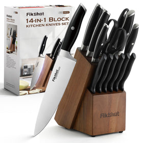 FikShot 8-inch chef knife for precise slicing of meat and vegetables.