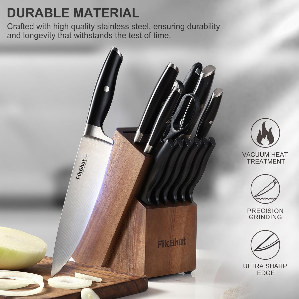 FikShot six 5-inch steak knives for everyday dining and roasts.