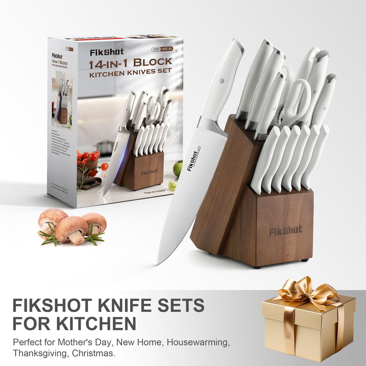FikShot solid wood block with built-in sharpener for easy maintenance.