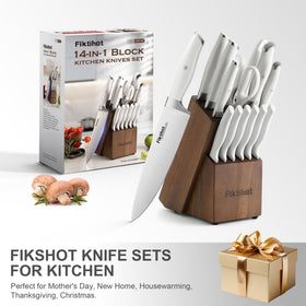 FikShot solid wood block with built-in sharpener for easy maintenance.