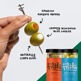 Filthy Food Filthy Martini Kit olive brine jar with clean, premium base