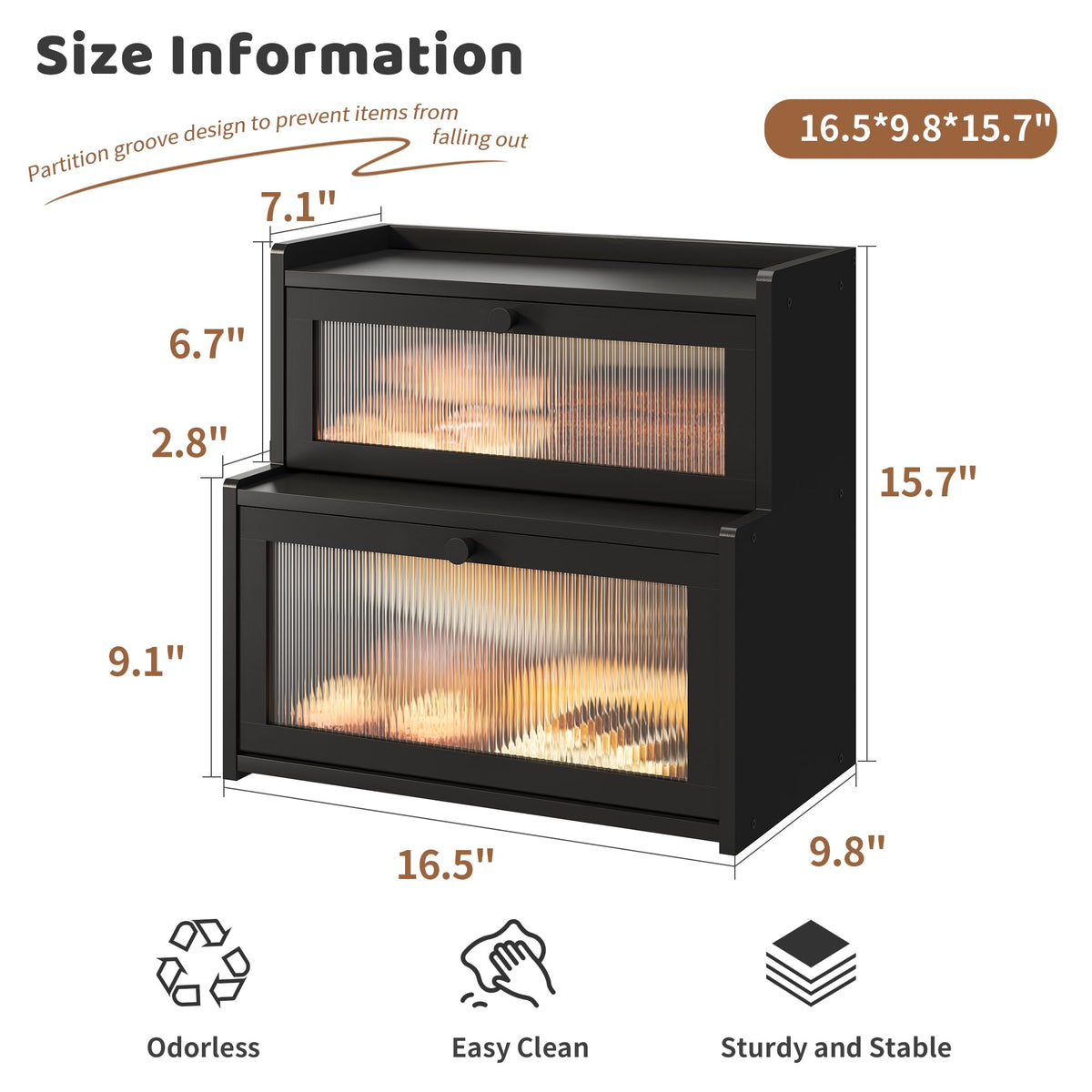 FILWH bread box easy assembly with included manual and fittings