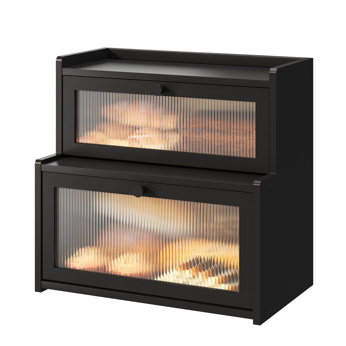 FILWH bread box front view with double-layer design for organized storage